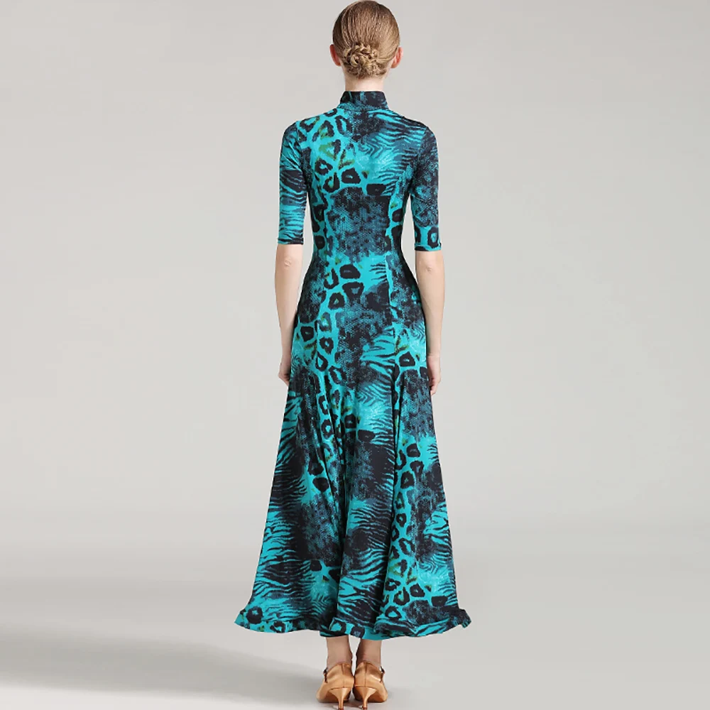 

Cheap Modern Dance Dresses For Lady Red Green Sneaker Print Ice Silk Skirts Female Women Convenient Chacha Ballroom Dress I089