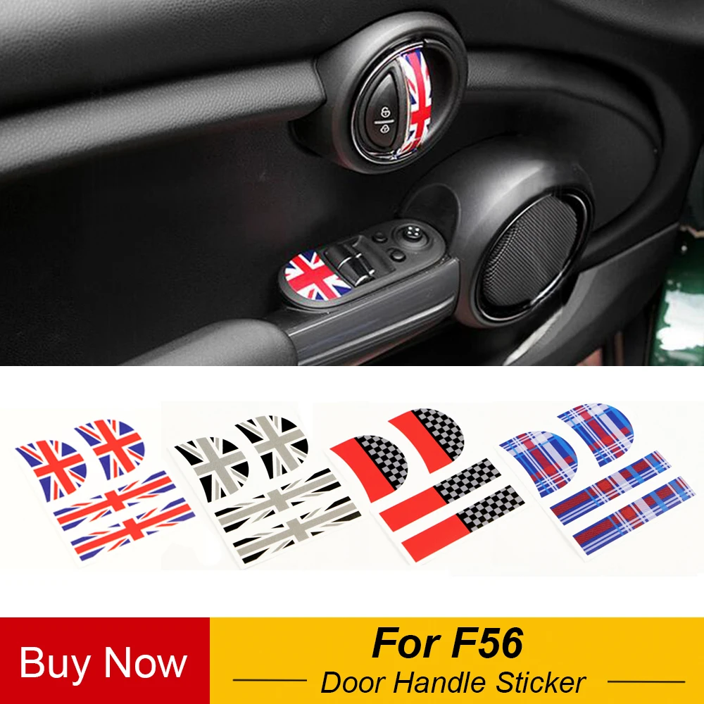 4Pcs/Lot Flag Inner Door Handle DoorKnob Sticker And Decal Anti Scratching Decor For BMW Mini Cooper F56 Car Styling Accessories |