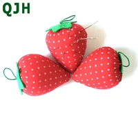 qjh 3pc novelty cotton strawberry shaped ball crafts sewing needles holder pin cushion diy sewing tool accessary kit