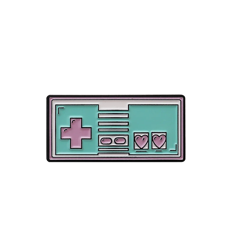 game Розовая игра эмалированная булавка сумка со значком сердце игра над Броши Одежда нагрудные булавки Пользовательские Мультфильм Ретро Винтаж ювелирные изделия подарок для девочек - Окраска металла: game