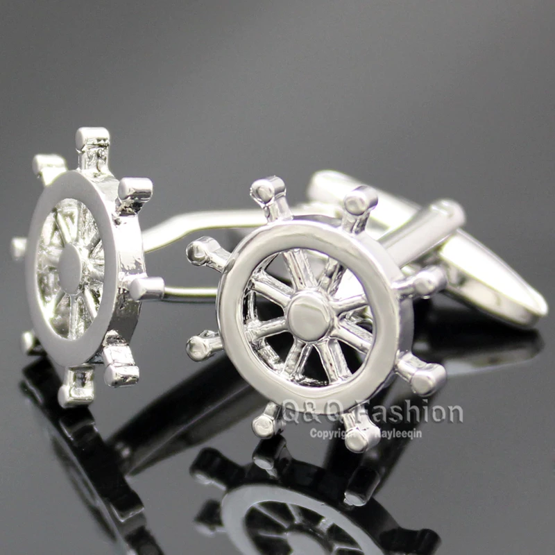 Men Silver Plated Rudder Helm Nautical Ship Yacht Shirt Cufflinks Wedding Groom Gift Jewelry New | Украшения и аксессуары