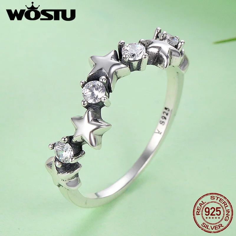 WOSTU 2019 Новый Настоящее серебро 925 проба прозрачными камнями кольца Неделька для