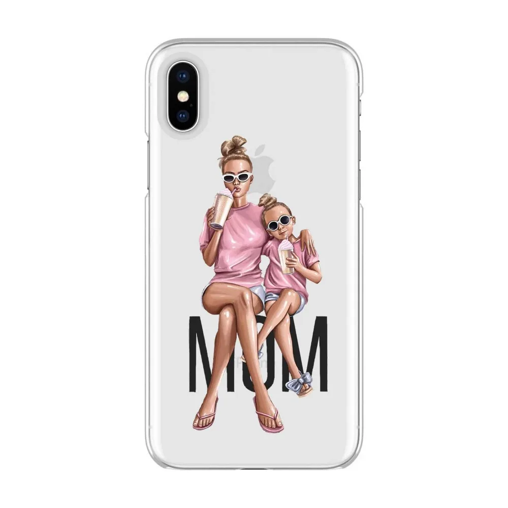 Модный черный коричневый Чехол для мамы и девочки королева iPhone Max XR XS X 8 PLUS 7 5 5SE 6 S