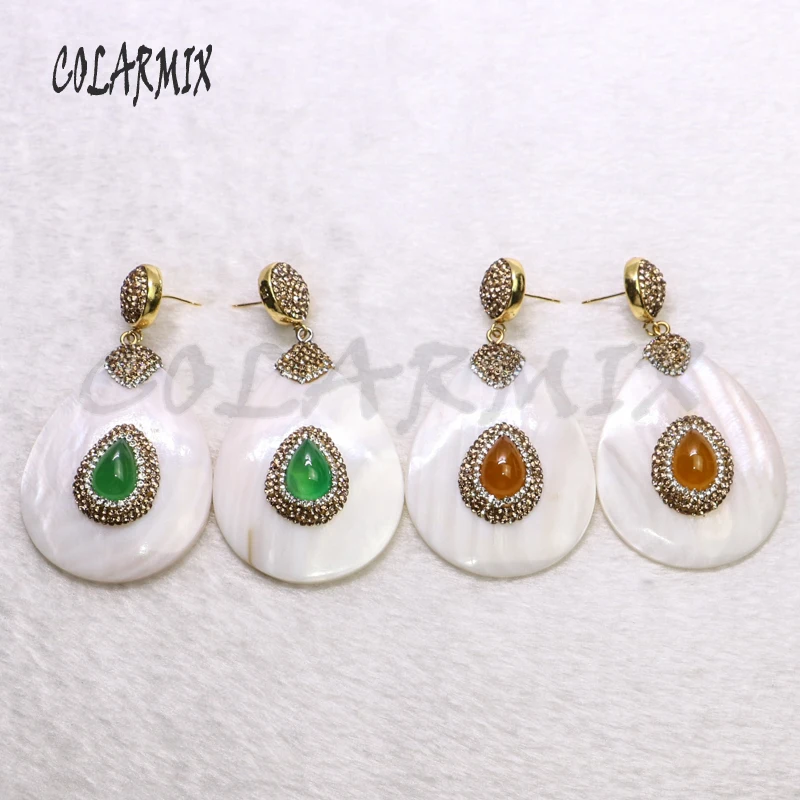 4 пары натуральных ракушек серьги проложить горный хрусталь и Ювелирные с