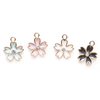 1 piece zinc alloy rhinestone enamel flower charms pendants fit necklace bracelet earrings for women diy jewelry making 17x14mm