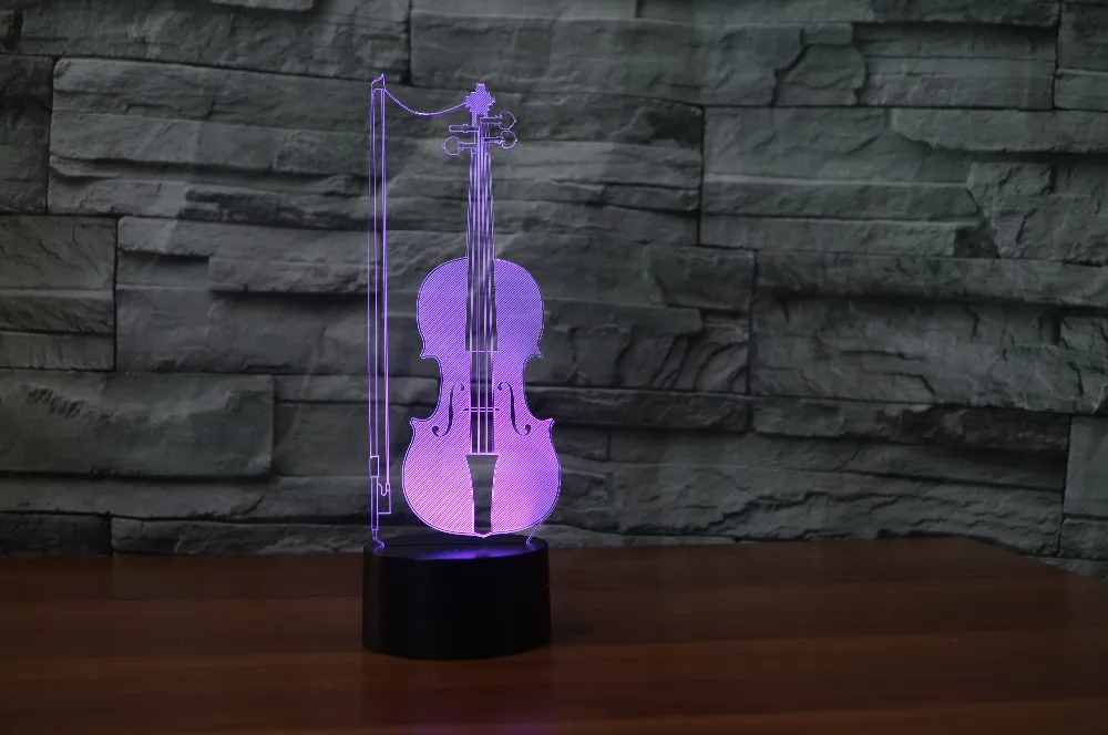 Креативный 3d светодиодный ночник для скрипки заряд питания USB домашняя