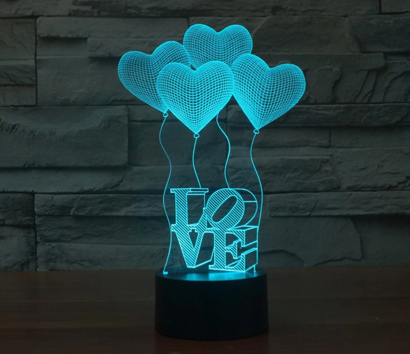 Valentine's day four LOVE3D lights colorful touch vision stereo lights energy saving gradient desk lamp night
