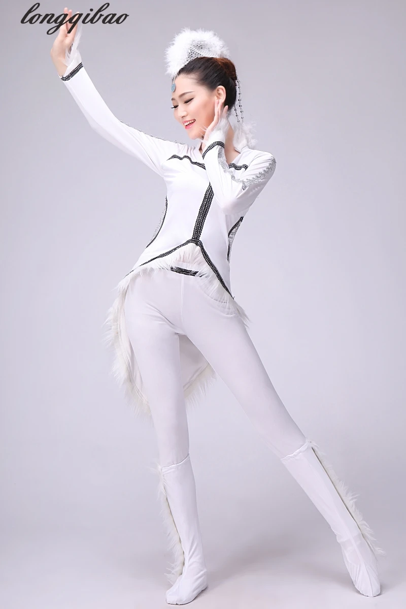 Новая одежда для взрослых танцев и выступлений с белой лисой (с крышкой обуви) TB7035