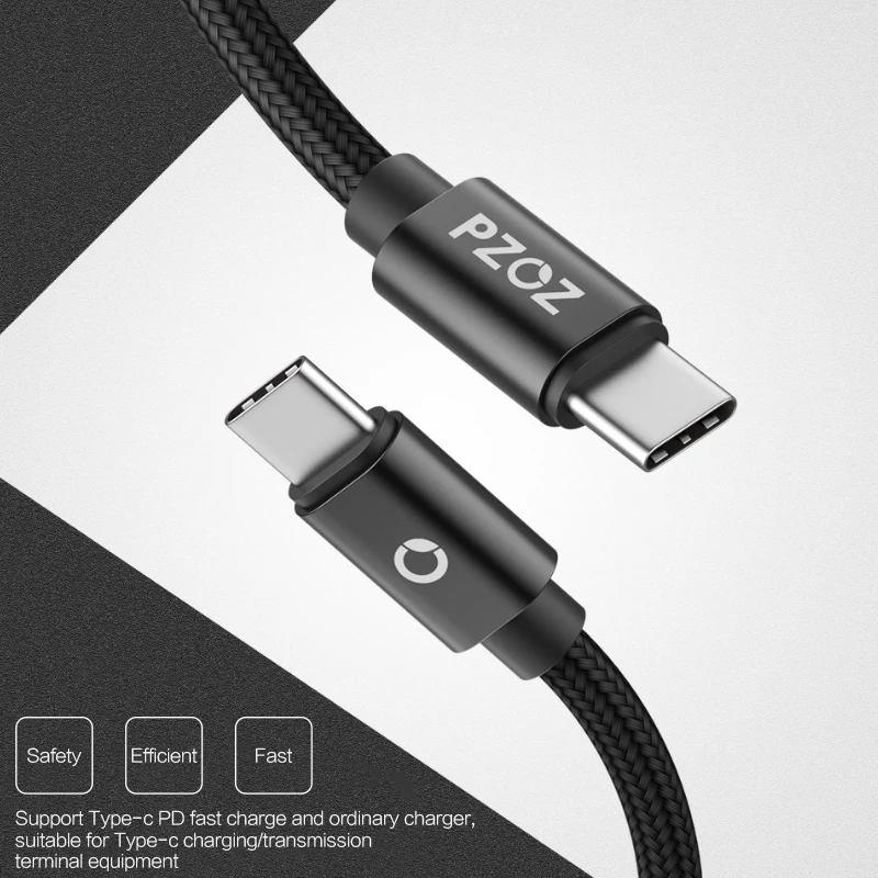 PZOZ usb c к usb-c кабель 3A PD Быстрая зарядка type c к type-c для ipad pro samsung S9 переключатель Macbook usbc зарядное устройство PD кабель