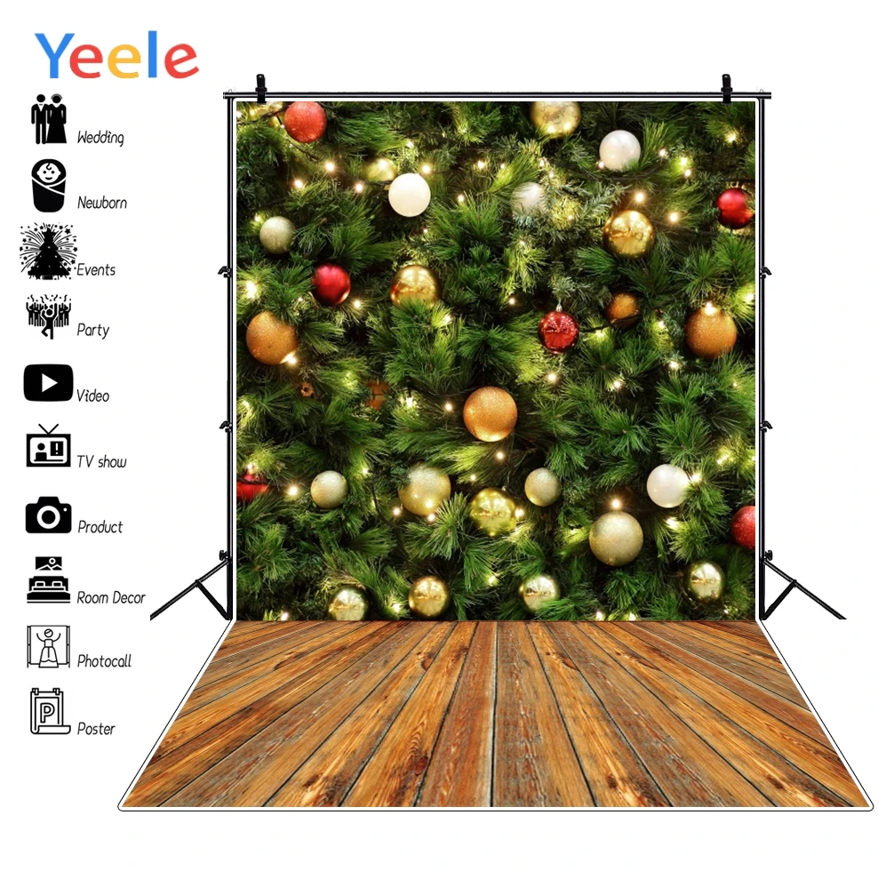 Фон для профессиональной фотосъемки Yeele с изображением зеленых рождественских