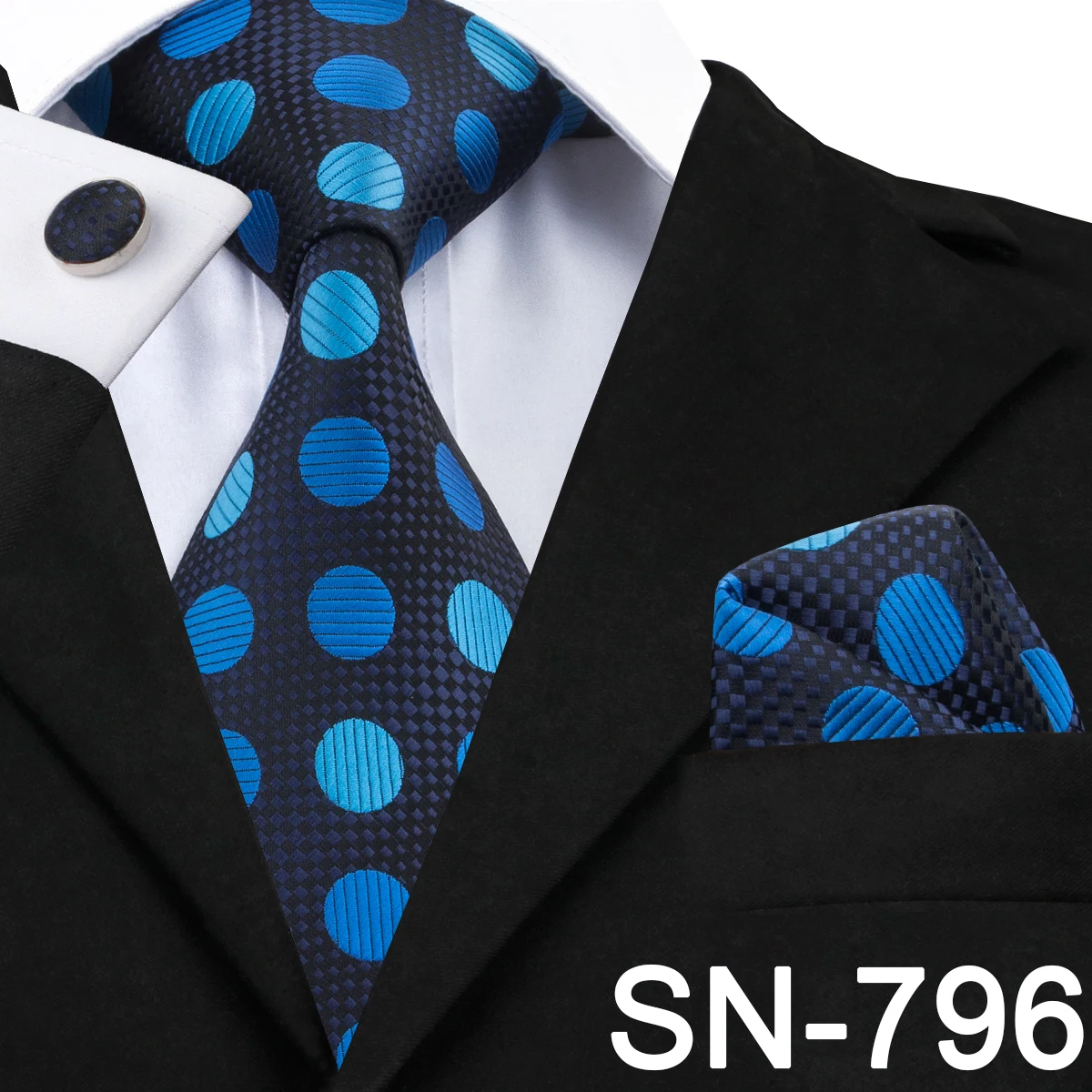 SN-796 Hi-Tie галстук в горошек шелковый галстук для мужчин с носовыми платками и запонками шириной 8,5 см в деловом и свадебном комплекте галстуков - Цвет: SN-796