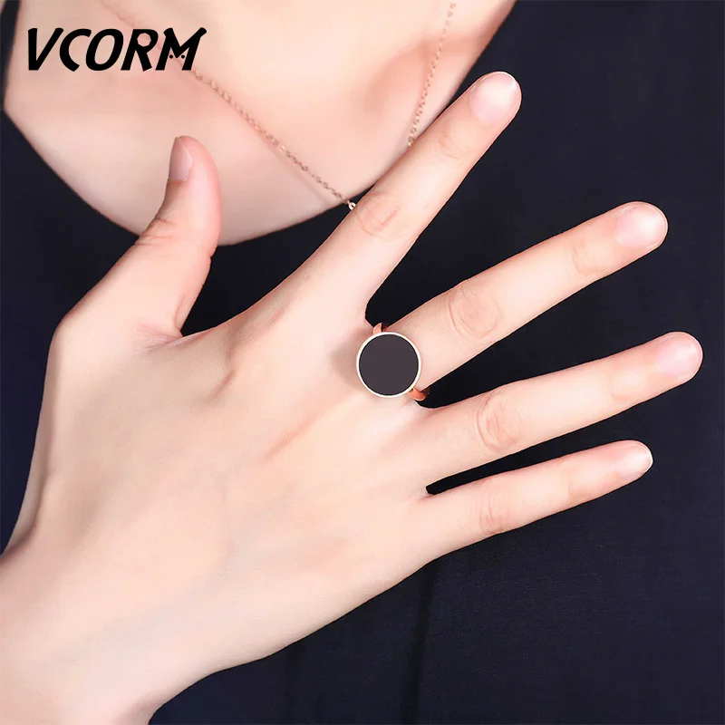 Женское Обручальное Кольцо VCORM розовое золото из нержавеющей стали с кристаллами