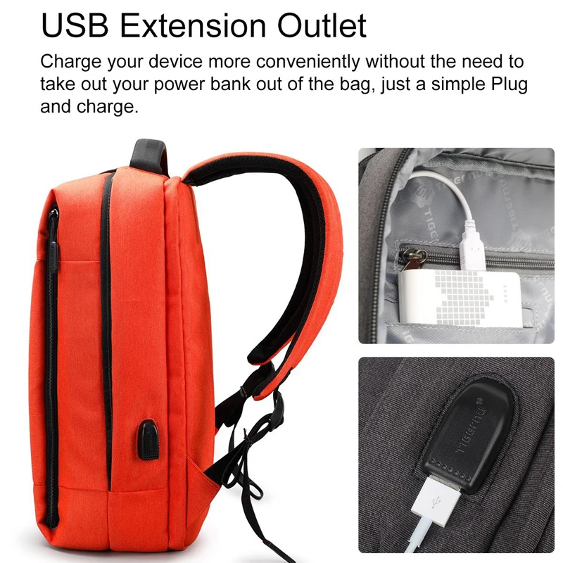 Tigernu Марка USB зарядка Мужчины Рюкзак Анти Вор брызгозащитный для ноутбука Мужской