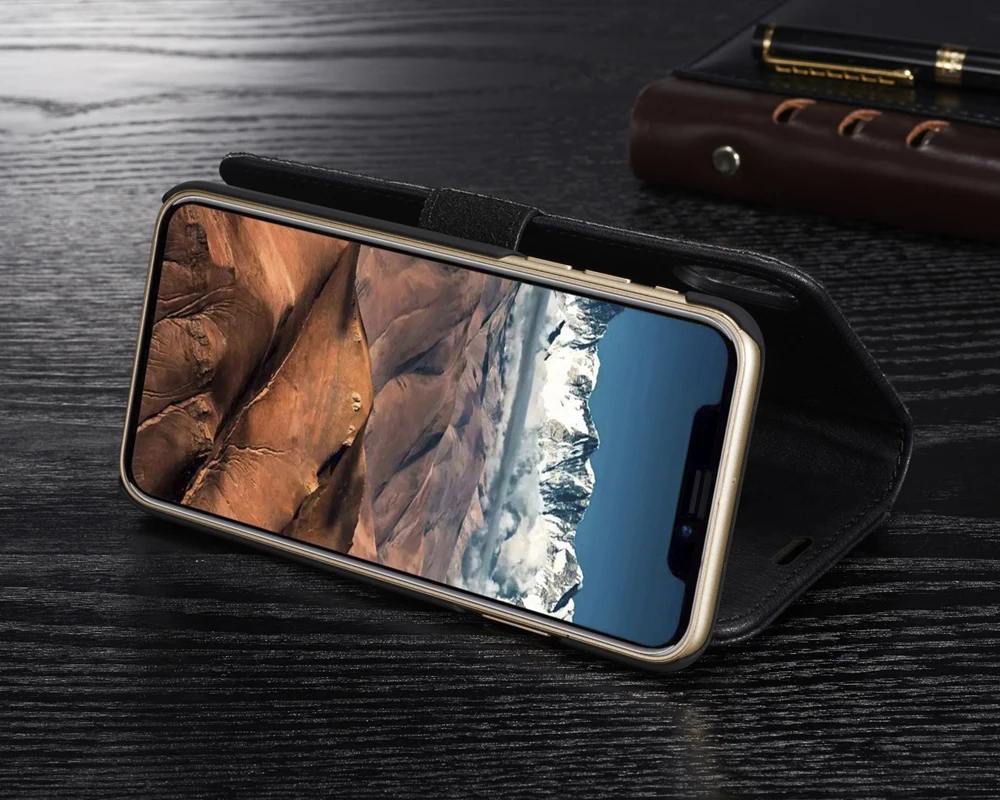 DG Ming флип-чехол, роскошный чехол-кошелек из натуральной кожи для Iphone 8/X, Магнитный чехол 2 в 1, Coque Fundas