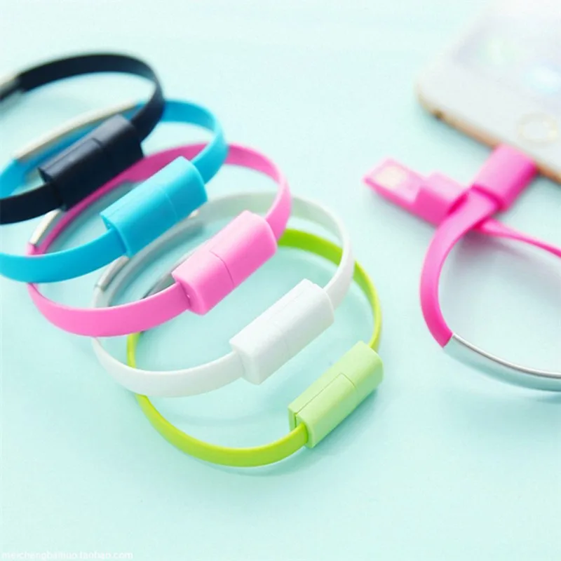 Usb кабель для зарядки браслет модный цветной на запястье мобильного телефона