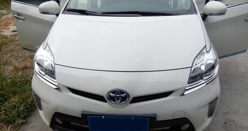 Нержавеющая сталь спереди бровей фары крышка фар планки для Toyota Prius ZVW30 facelift 2012 2013