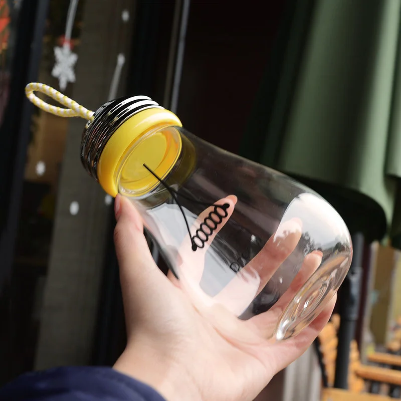 Оригинальная стеклянная бутылка для воды с ремнем портативный милый чайник