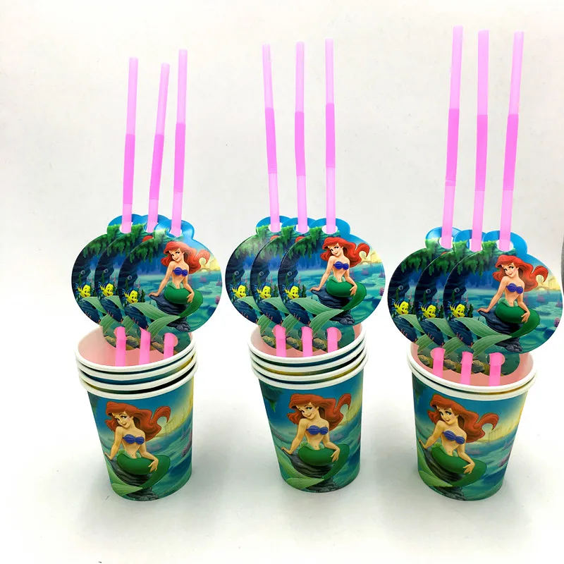 10pcs/lot Mermaid disposable straws baby shower birthday party decoration straw supplies | Дом и сад