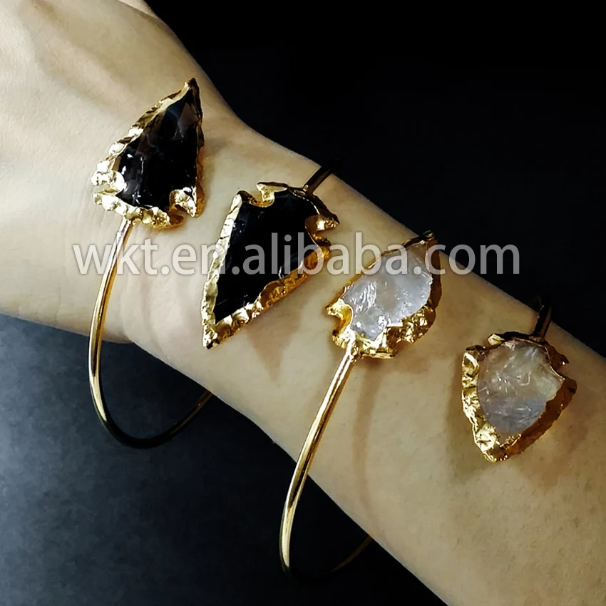 

Hot sale!2015 summer special Natural druzy 24K gold trim arrow heads stone bracelet WT-B092
