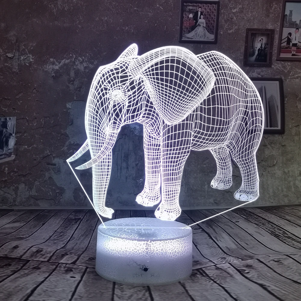 Дропшиппинг милый слон 3D ночник Led RGB 7 видов цветов Сенсорная цветная настольная