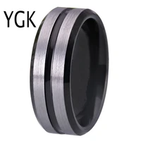 ygk wedding jewelry matte silver with black groove new tungsten rings for mens bridegroom wedding engagement anniversary ring
