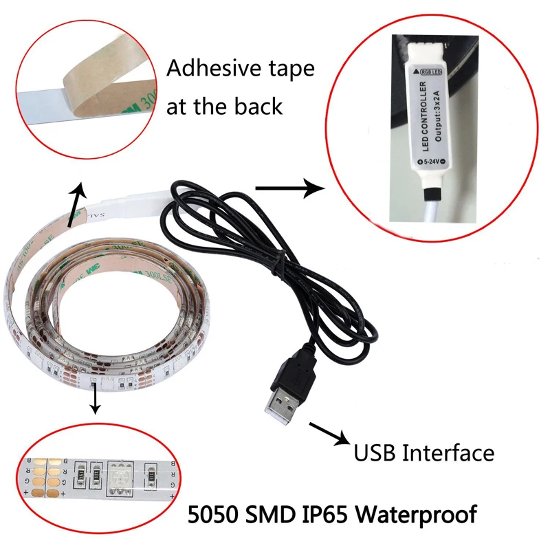 Водонепроницаемая светодиодная лента SMD5050 5 м В USB|Светодиодные ленты| |