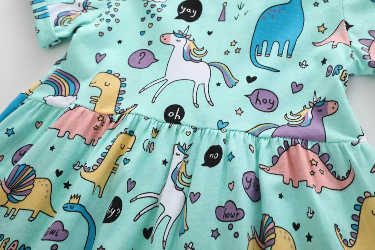 Spring and Summer New Girls Dress Cotton Round Neck Princess Flamingo Girl Skirt Cartoon Baby Nightdress 3T-6T | Детская одежда и
