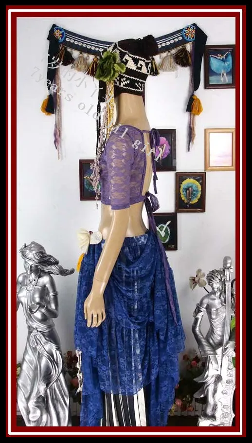 Кружевной топ для танца живота Ats Племенной чоли короткий рукав DQ117-122 |