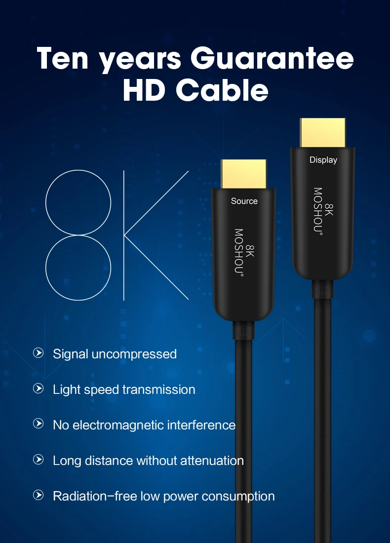 Оптический HDMI кабель 2,1 8K Dolby Vision 60Hz 4K HDR 4:4:4 ARC 48Gbs Ultra-HD(UHD) Аудио Ethernet шнур без потерь MOSHOU усилитель