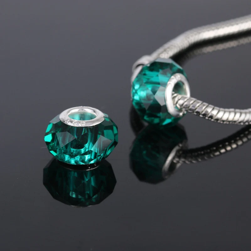 free shipping 10pcs european Section 96 crystal glass big hole Bead only with 925 logo Fits European Pandor Charm Bracelets A223 | Украшения