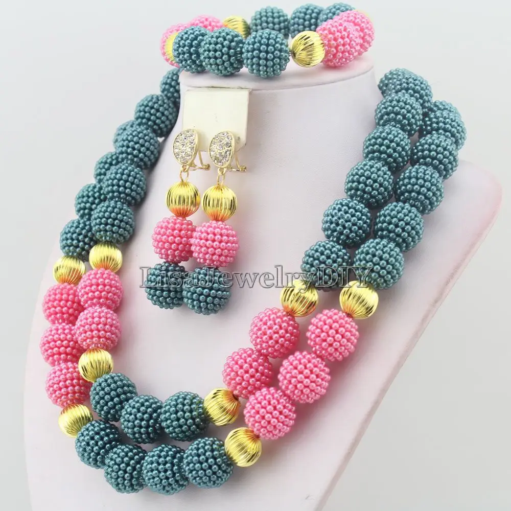 Потрясающе! Нигерийские Свадебные бусы ювелирный набор африканские ожерелье