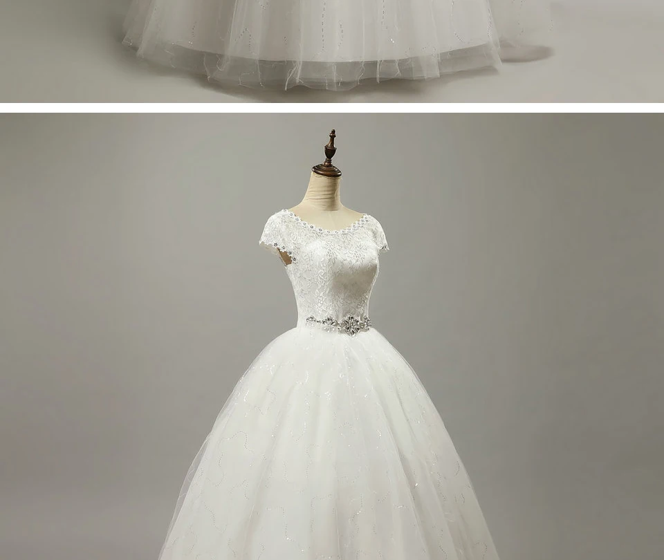 Elegant Cheap Crystal Bridal Dresses Fashion Short Bride Gowns Plus Size Vestido De Noiva ball wedding dresses with sleeve