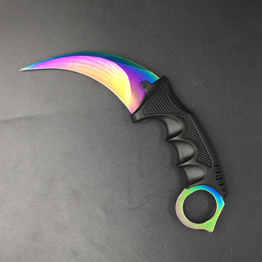 H blue fading CS GO нож Karambit, тактический нож для выживания, нож из нержавеющей стали для кемпинга, охоты, игры Counter Strike, нож в подарок - Цвет: H blue fading