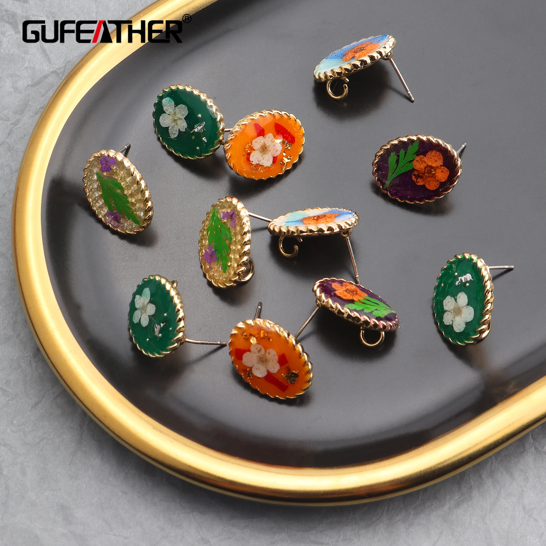 GUFEATHER M401 ювелирные аксессуары цветочный принт изделия сделанные вручную серьги