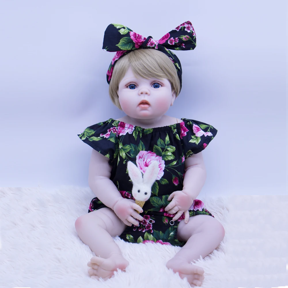 

NPK cute big eyes Bebe Reborn doll 22inch Non-toxic material silicone Vinyl Reborn Baby Doll Lifelike Child Gift TOY for girls