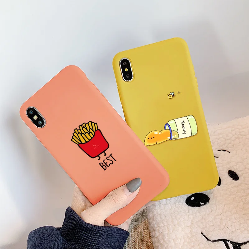 Милый чехол JAMULAR для телефона с изображением картошки фри и меда iPhone 7 XS MAX XR X 8 6 6s