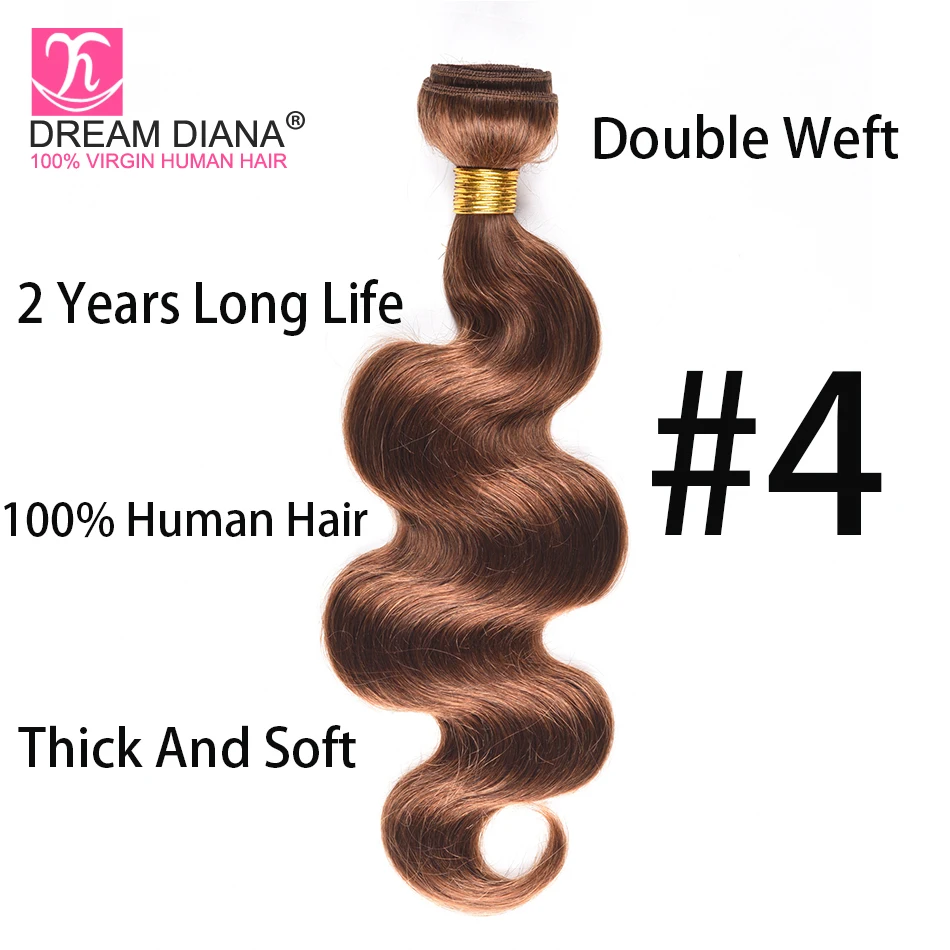 DreamDiana цвет 4 BodyWave коричневый вьетнамские волосы Связки Реми ткань предварительно