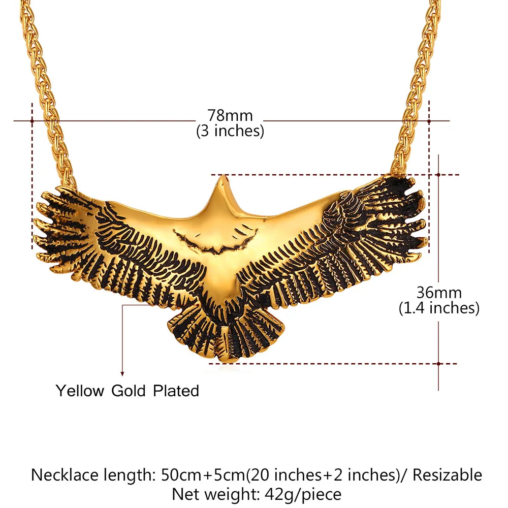 Мужское ожерелье с подвеской в виде летящего орла Золотая подвеска животного