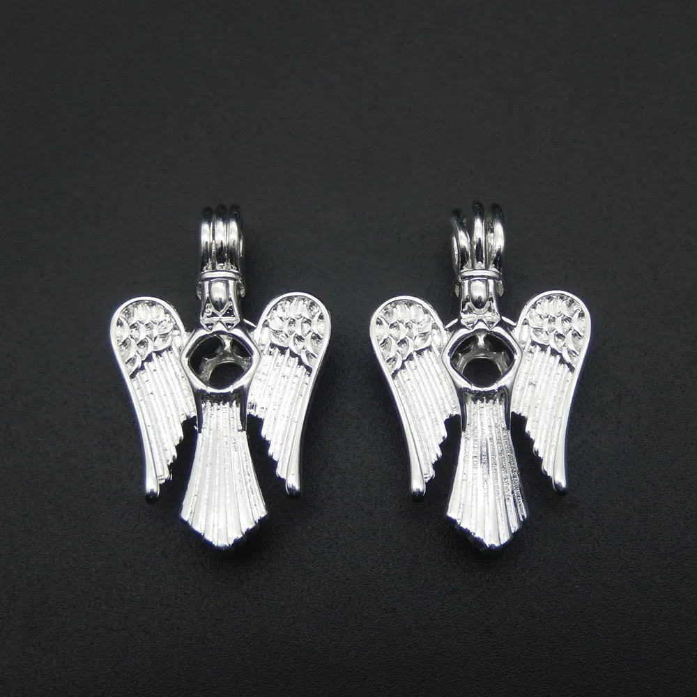 10 шт серебряного ангела Жемчужное Колье с кулоном в виде клетки кулон Арома масло