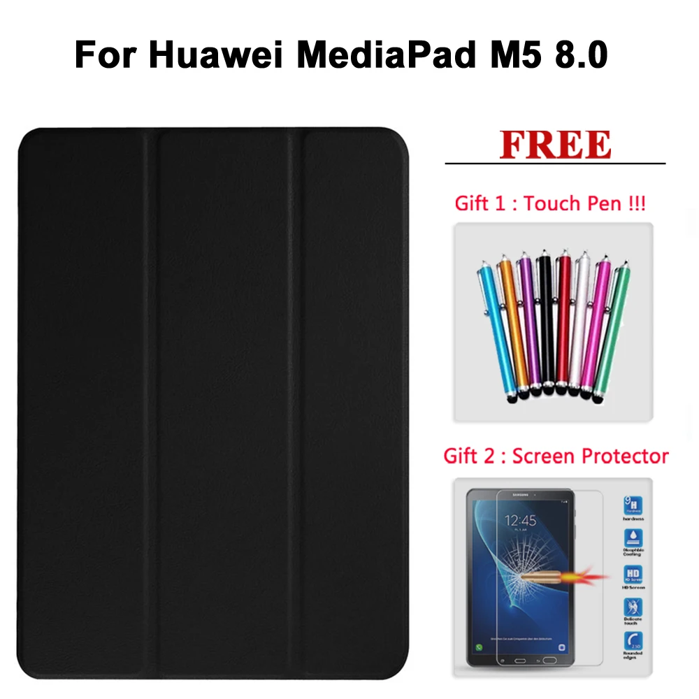 M5 8.4 hei Защита экрана+ чехол для huawei MediaPad M5 Pro 10,8/M5 8,4/M5 Lite 10,1 кожаный смарт-чехол для медиа-планшета M5 8,4/10/10,8 - Цвет: M5 8.4 hei