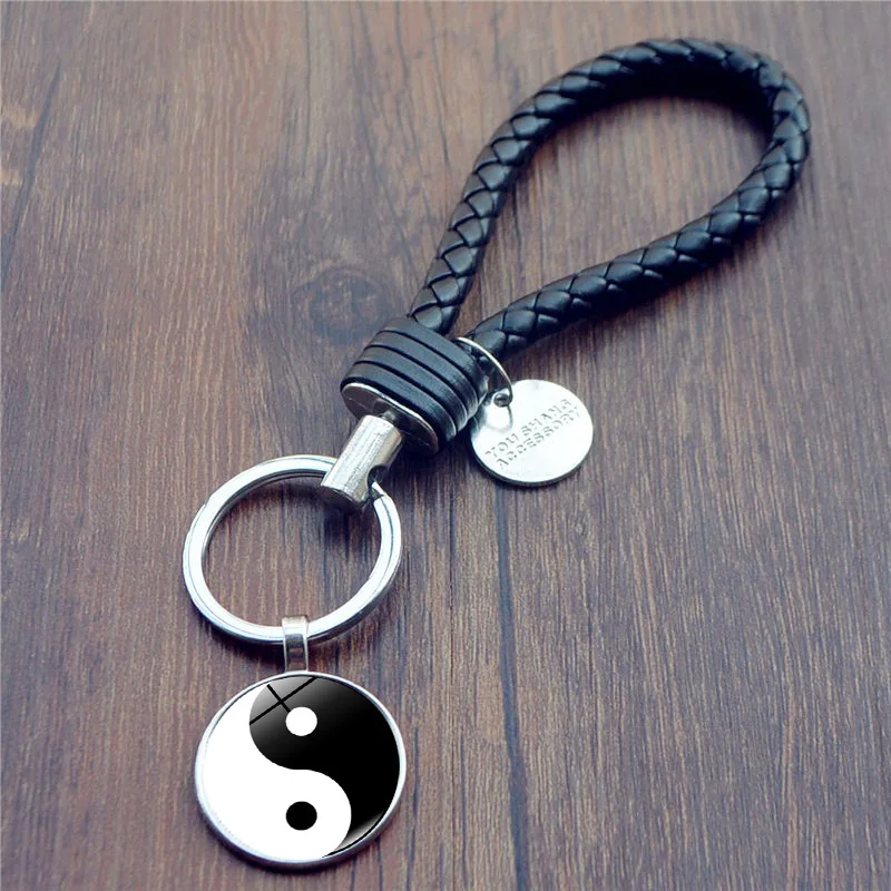 XUSHUI XJ Tai Chi Yin и Yang стеклянная подвеска брелок металлическая искусственная кожа