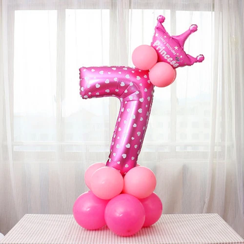 Pink 7 32 дюймов надувные шары в виде цифр розовый синий цифра гелиевые шары на день рождения украшения для мероприятий, вечеринок, свадьбы Поставки номер фольги big шаре - Цвет: Pink 7