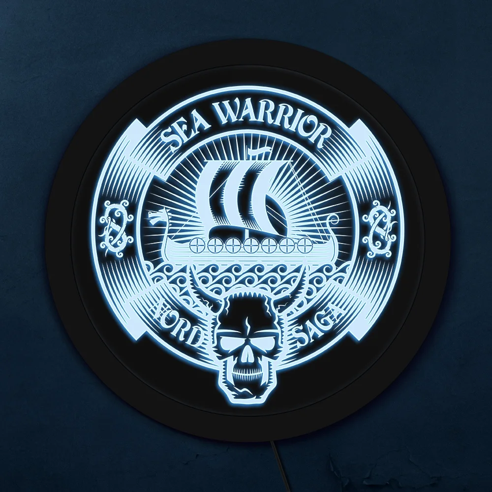 Викинги морской воин многоцветный светодиодный настенный светильник искусство