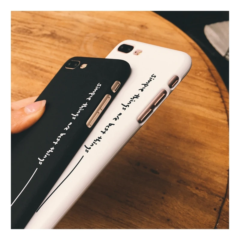 Черный белый пары Жесткий Чехол для ПК Чехлы iphone 6 6S 7 8 Plus X XS письмо простые вещи