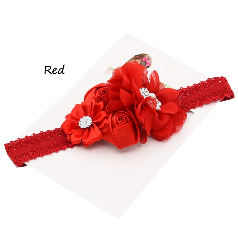 Red 1 шт. цветочный ободок для волос банты, повязки на голову для крещения повязка на голову подарки украшение на голову; аксессуары для волос - Цвет: Red