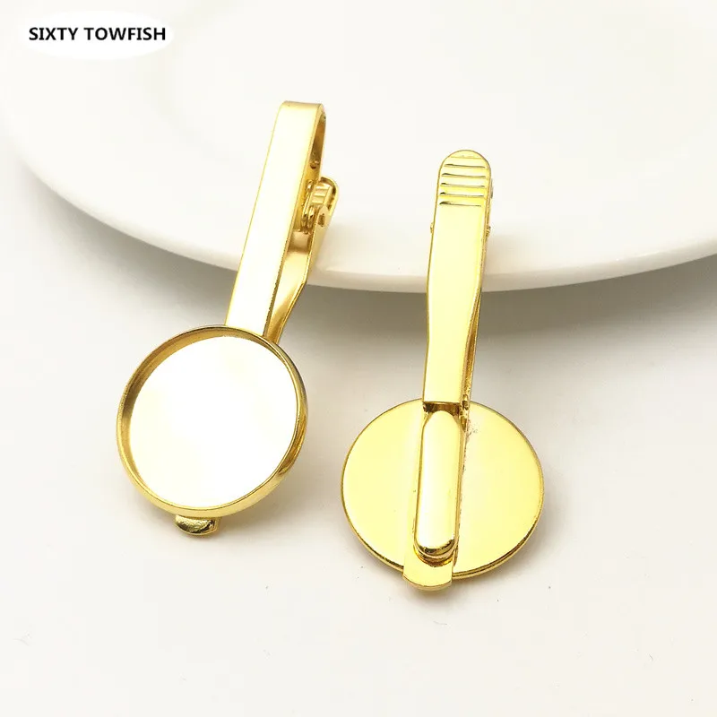 

10 pieces/lot 6 Colors Necktie Tie Clip Round Tray Inner Size 16mm Copper Mens Clamp DIY Accessory Findings B24970