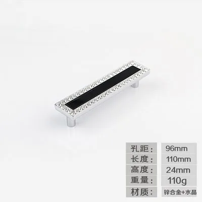 Черные серебристые Хрустальные Ручки для ящиков/квадратная стеклянная ручка