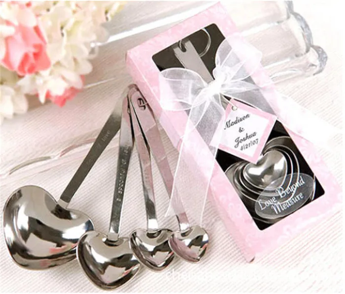 

200sets/lot Heart Shaped Measuring Spoons set Wedding Favors