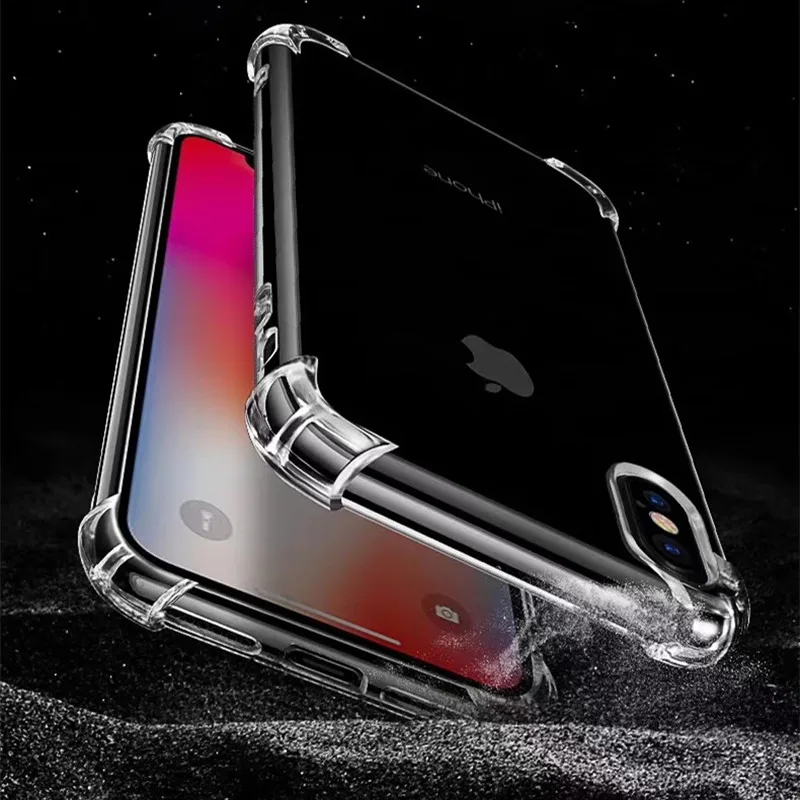 Противоударный Прозрачный чехол для iPhone X мягкая защита телефона из ТПУ задняя