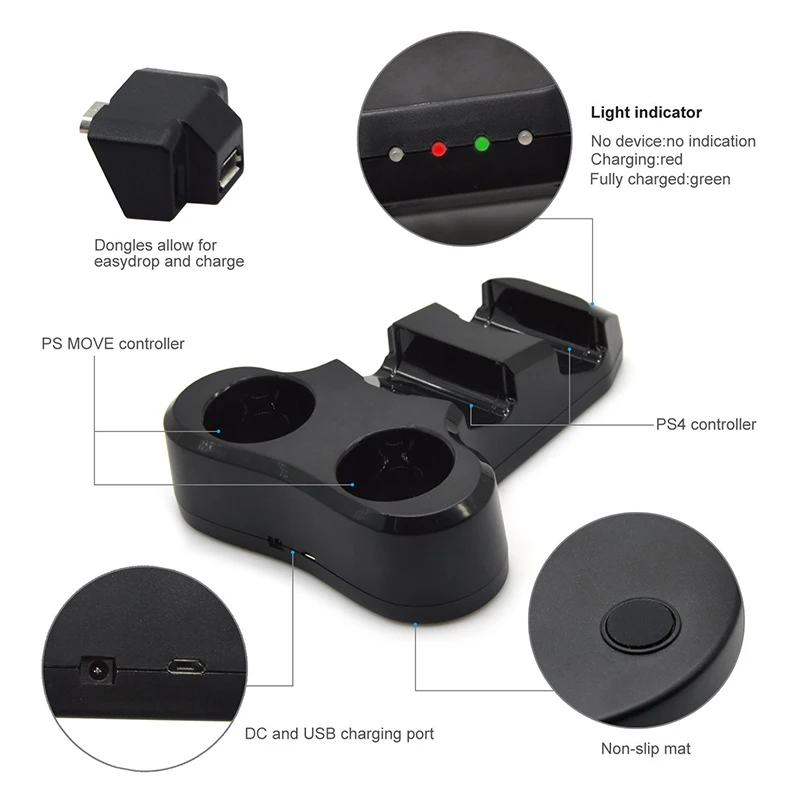 Контроллер PS VR Move Motion док станция для PS4 с двойным зарядным устройством подходит